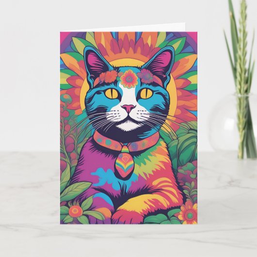 Psychedelic Cat Karte (Vorderseite)