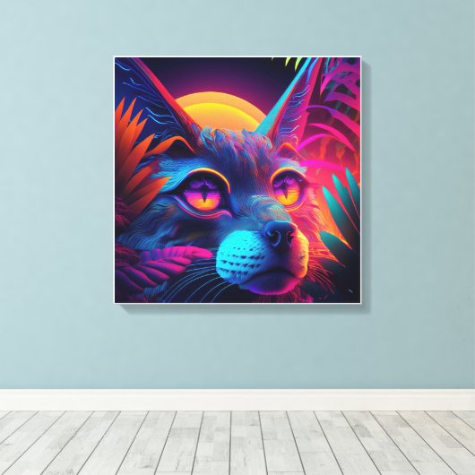Psychedelic Cat Leinwanddruck (Insitu (Holzboden))