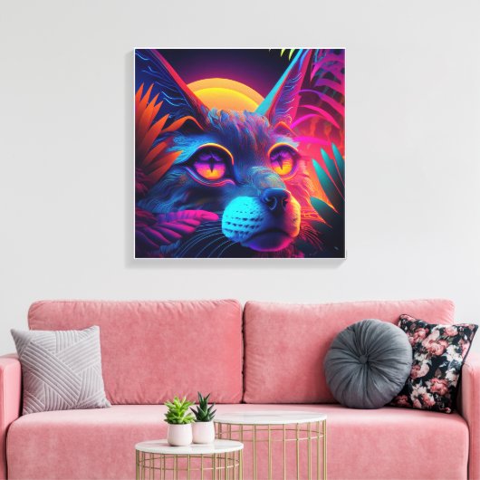 Psychedelic Cat Leinwanddruck (Insitu (Wohnzimmer))