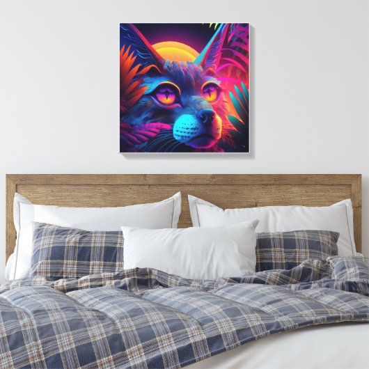 Psychedelic Cat Leinwanddruck (Insitu (Schlafzimmer))
