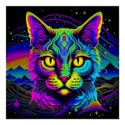 Psychedelic Cat Poster (Vorderseite)