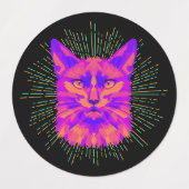Psychedelic Cat Sticker, Waterproof Etiketten (Design 2)