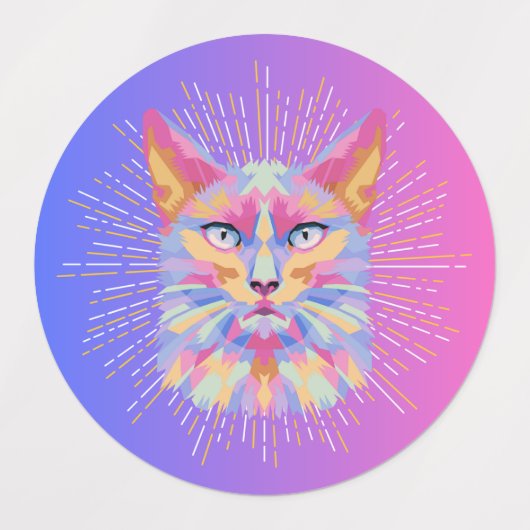Psychedelic Cat Sticker, Waterproof Etiketten (Design 1)