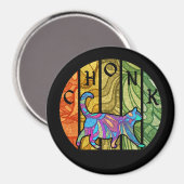 Psychedelic Cat - Trippy Feline Art Magnet (Vorderseite/Rückseite)