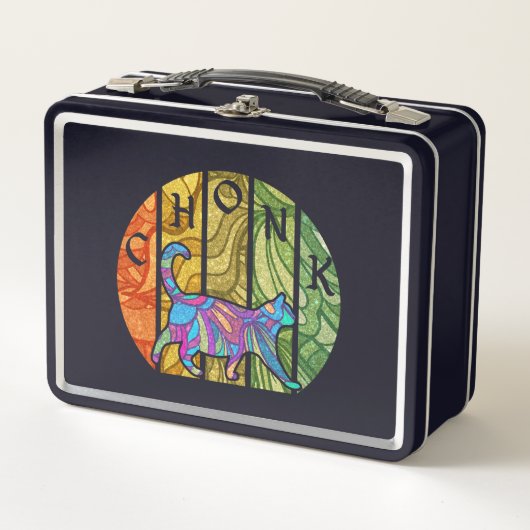 Psychedelic Cat - Trippy Feline Art Metall Brotdose (Vorderseite)