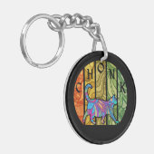 Psychedelic Cat - Trippy Feline Art Schlüsselanhänger (Vorderseite links)