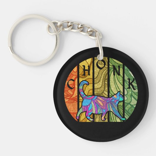 Psychedelic Cat - Trippy Feline Art Schlüsselanhänger (Vorderseite)