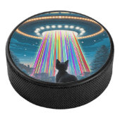 Psychedelic Cat & UFO | Funny Alien Abduction Art Eishockey Puck (3/4)