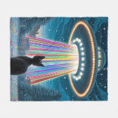 Psychedelic Cat & UFO | Funny Alien Abduction Art Fleecedecke (Vorderseite (Horizontal))