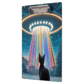 Psychedelic Cat & UFO | Funny Alien Abduction Art Klemmbrett (Links)