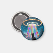 Psychedelic Cat & UFO | Funny Alien Abduction Art Magnet (Vorderseite/Rückseite)
