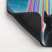 Psychedelic Cat & UFO | Funny Alien Abduction Art Mousepad (Ecke)
