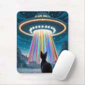 Psychedelic Cat & UFO | Funny Alien Abduction Art Mousepad (Mit Mouse)