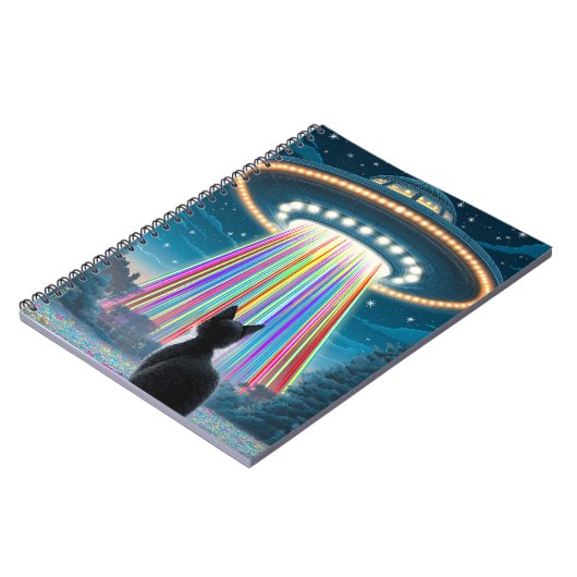 Psychedelic Cat & UFO | Funny Alien Abduction Art Notizblock (Linke Seite)