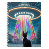 Psychedelic Cat & UFO | Funny Alien Abduction Art Notizblock (Vorderseite)
