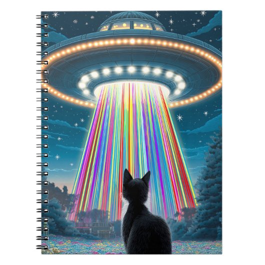 Psychedelic Cat & UFO | Funny Alien Abduction Art Notizblock (Vorderseite)