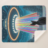Psychedelic Cat & UFO | Funny Alien Abduction Art Sherpadecke (Vorderseite (Horizontal))