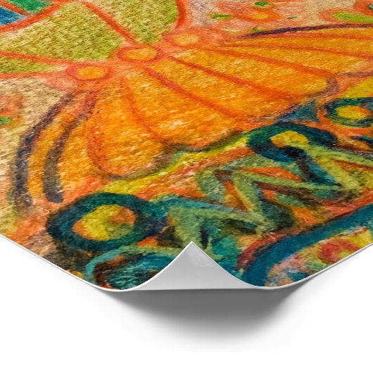 Psychedelic Cat von Louis Wain Poster (Ecke)