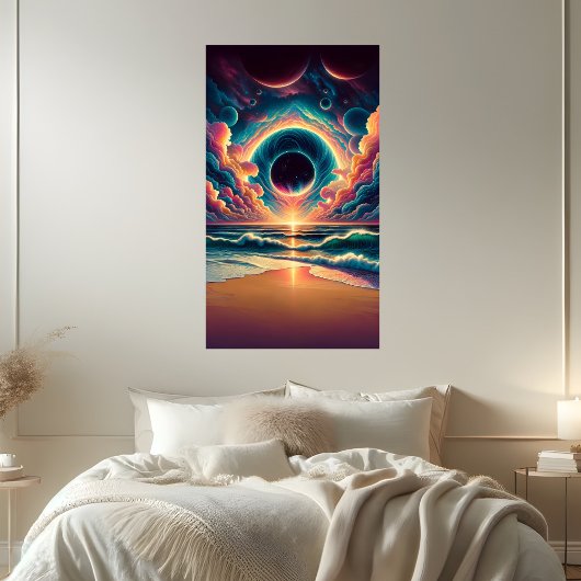 Psychedelic Celestial Sunset Beach Sublimation Poster