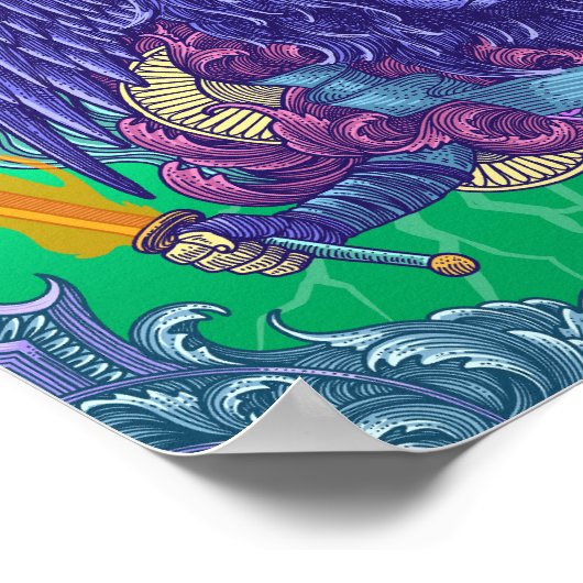 Psychedelic Celestial Wolf Poster (Ecke)