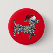 Psychedelic-Cheetah-Dackel-Santa Button (Vorderseite)