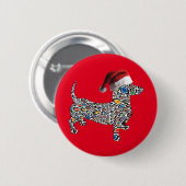 Psychedelic-Cheetah-Dackel-Santa Button (Vorne & Hinten)