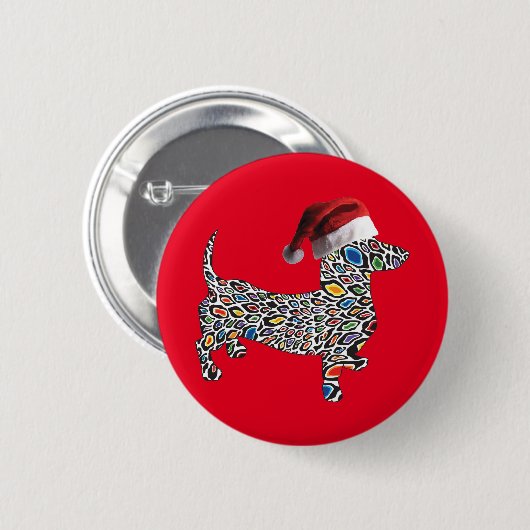 Psychedelic-Cheetah-Dackel-Santa Button (Vorne & Hinten)