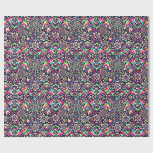 Psychedelic Christmas Wrapping Paper Geschenkpapier (Flach)