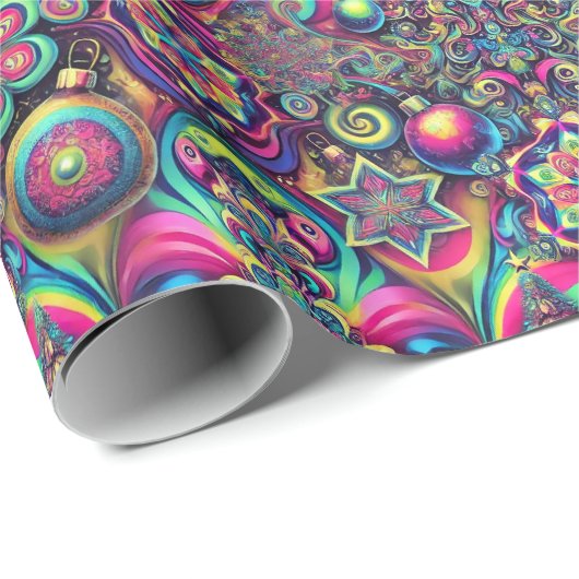 Psychedelic Christmas Wrapping Paper Geschenkpapier (Rolleneckpunkt)