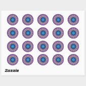 PSYCHEDELIC CIRCLES blue turquase pink violett Runder Aufkleber (Blatt)