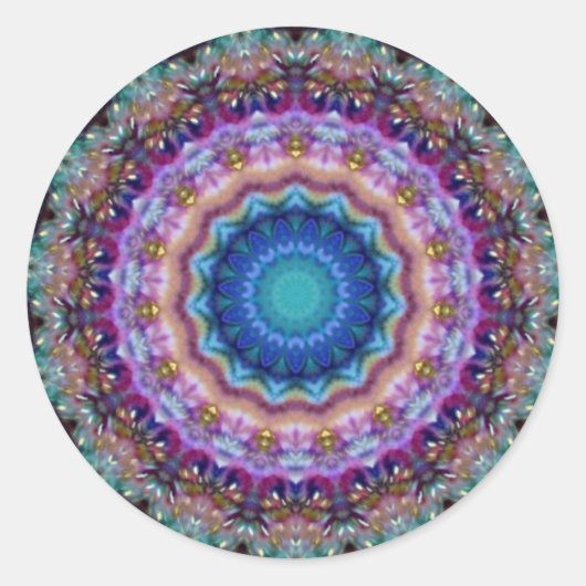PSYCHEDELIC CIRCLES blue turquase pink violett Runder Aufkleber (Vorderseite)