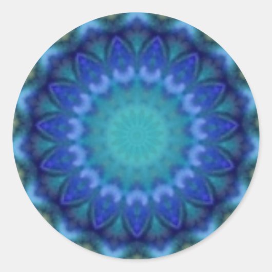 PSYCHEDELIC CIRCLES blue turquase pink violett Runder Aufkleber (Vorderseite)