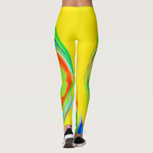Psychedelic Citrus Bright farbenfroh Leggings (Rückseite)