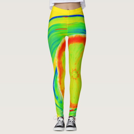 Psychedelic Citrus Bright farbenfroh Leggings (Vorderseite)