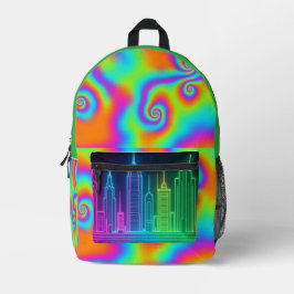 Psychedelic City Vibe Colorful Backpack Bedruckter Rucksack