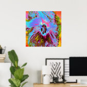 Psychedelic Cornflower Blue und Magenta Hibiskus Poster (Heimbüro)