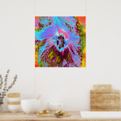 Psychedelic Cornflower Blue und Magenta Hibiskus Poster (Küche)