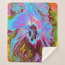 Psychedelic Cornflower Blue und Magenta Hibiskus Sherpadecke