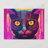 Psychedelic Cyber Cat Postkarte (Vorderseite)