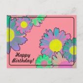 Psychedelic Daisies Happy Birthday Postkarte (Vorderseite)
