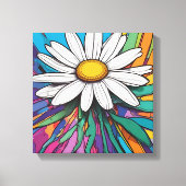 Psychedelic Daisy Pop Art Print Leinwanddruck (Vorderseite)