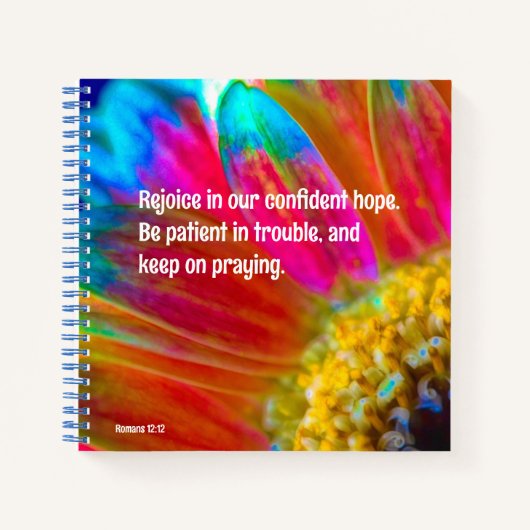 Psychedelic Daisy Romans 12:12 Spiral Notebook Notizblock (Vorderseite)