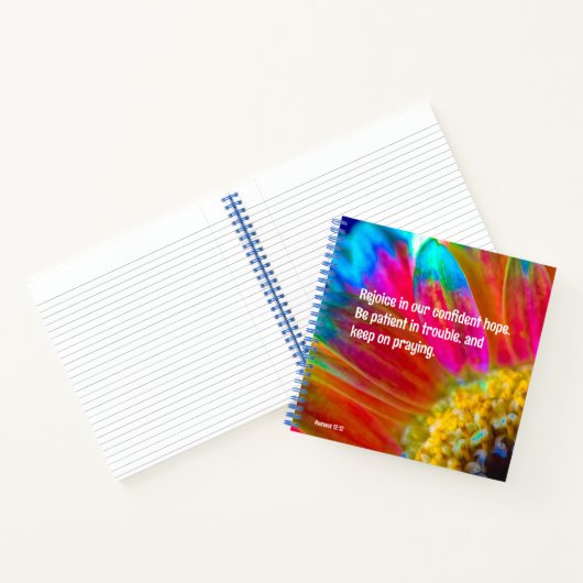 Psychedelic Daisy Romans 12:12 Spiral Notebook Notizblock (Innenseite)