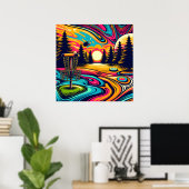 Psychedelic Disk Golf Course bei Sunset Poster (Heimbüro)