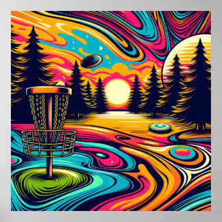 Psychedelic Disk Golf Course bei Sunset Poster