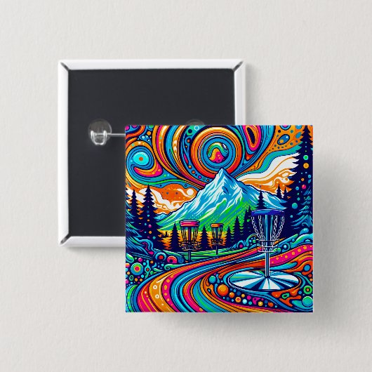 Psychedelic Disk Golf Course Button (Vorne & Hinten)