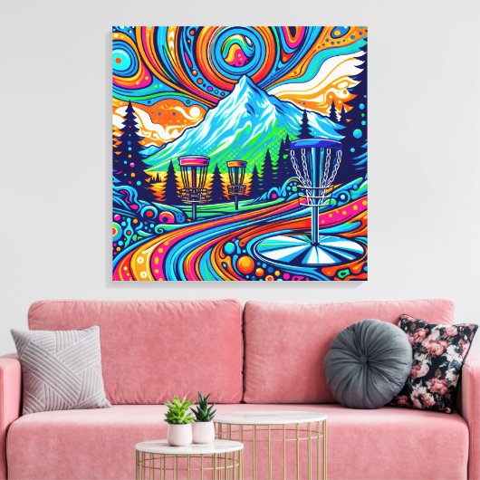 Psychedelic Disk Golf Course Leinwanddruck (Insitu (Wohnzimmer))