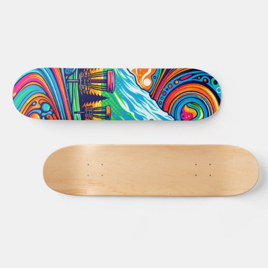 Psychedelic Disk Golf Course Skateboard (Horizontal)