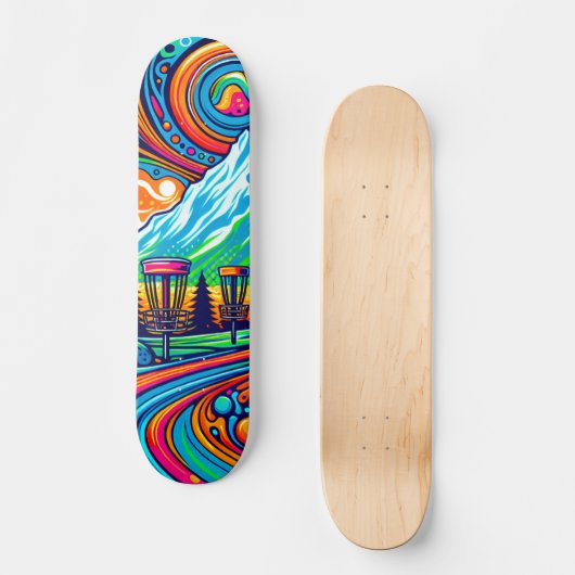 Psychedelic Disk Golf Course Skateboard (Vorderseite)