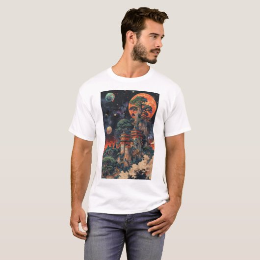 Psychedelic DMT Ukiyo-e Baobab Bonsai Tree T - Shi T-Shirt (Vorne ganz)